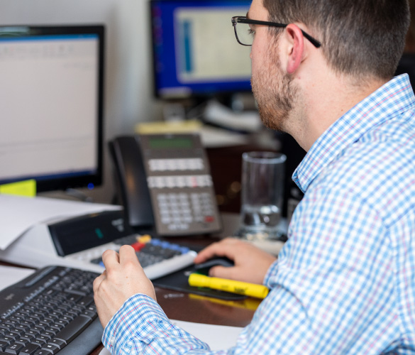 a man working at a desk